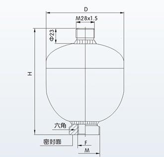 GXQ系列隔膜式蓄能器內(nèi)部結(jié)構(gòu)及外形尺寸