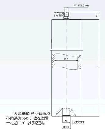 活塞式蓄能器內(nèi)部結(jié)構(gòu)及外形尺寸